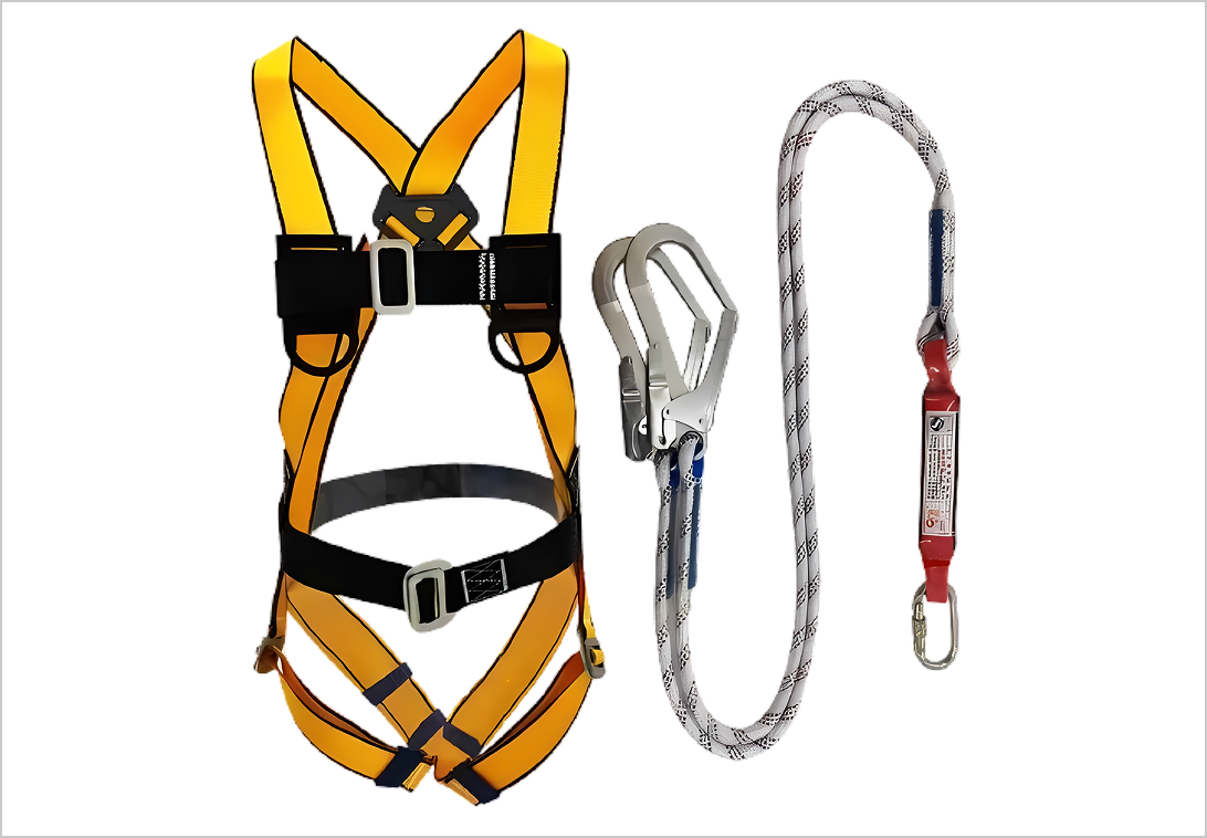 Climbing gear with rope and harness