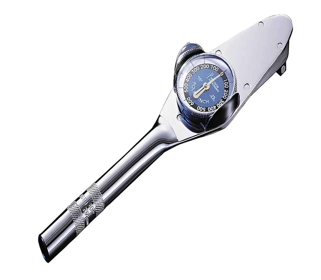 Chrome torque wrench with dial gauge