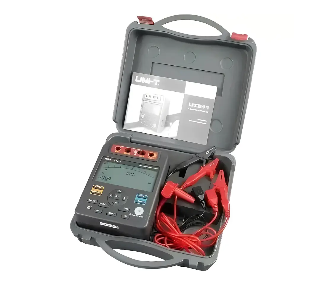 Digital multimeter in carrying case